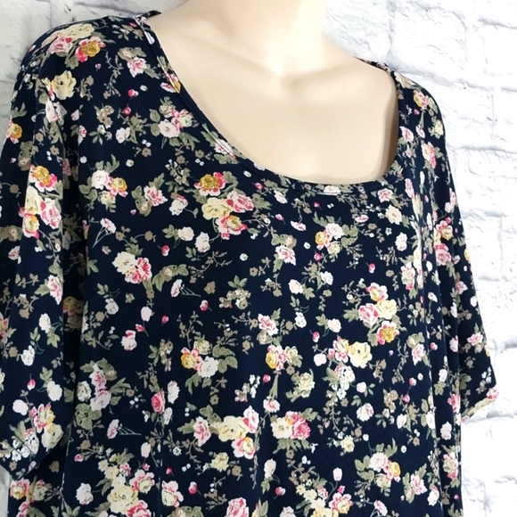 🔵BOGO FREE🔵 Monnuro Dress Tunic Floral Loose Fit Short Sleeve Sz 3X - Picture 2 of 4